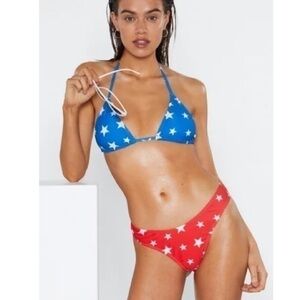 Nasty Gal Red and White Star‎ Swim Bottom Size 6